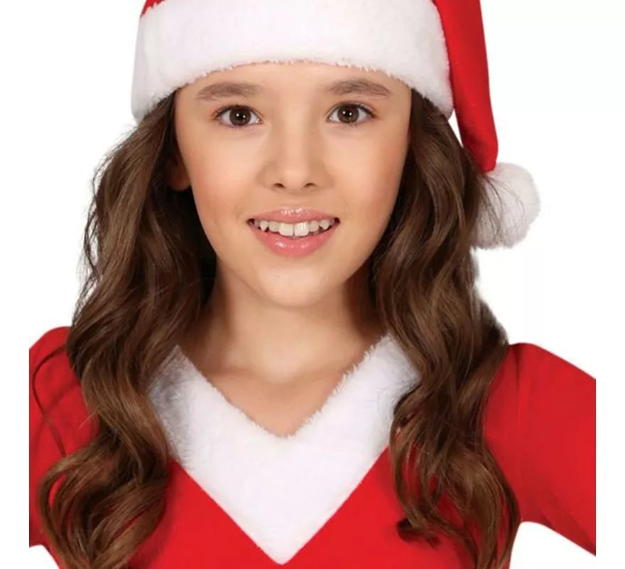 Disfraz de Mamá Noel en vestido largo para niña