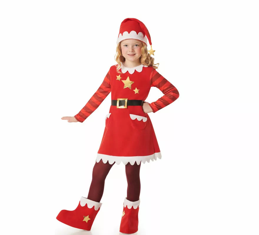 Translation missing: en.Disfraz de Mamá Noel Estrellas con Bolsillos para niña