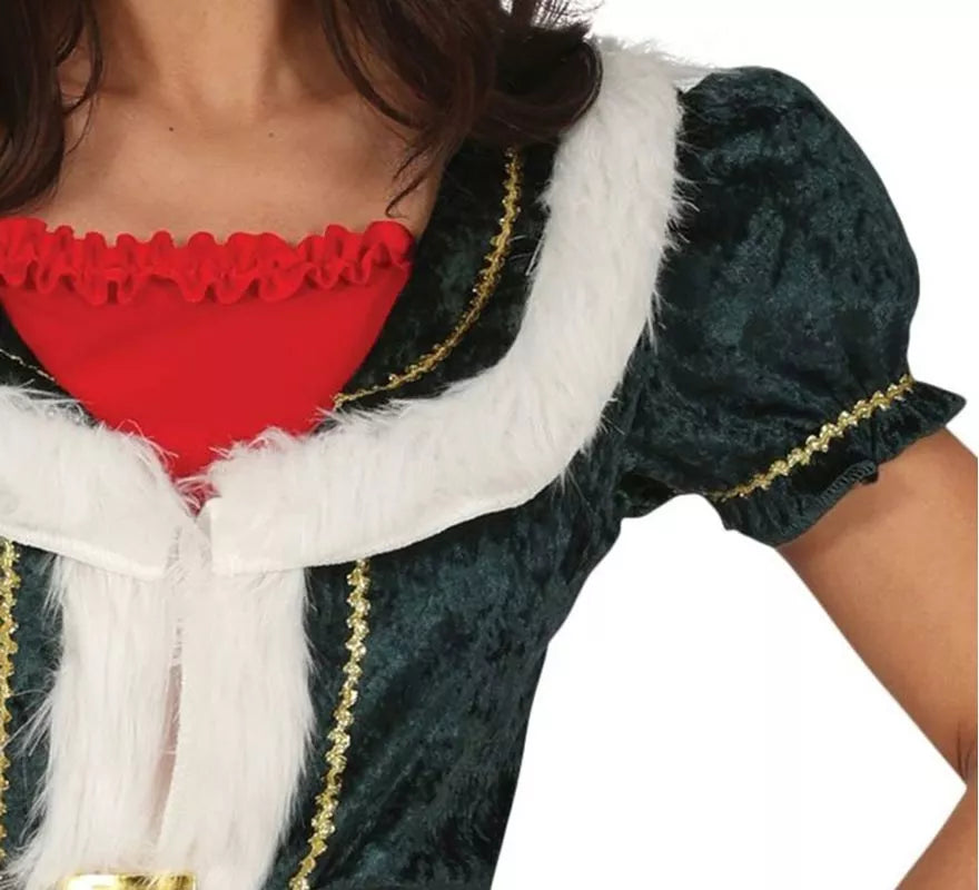 Disfraz de Mamá Noel verde con chaqueta para mujer