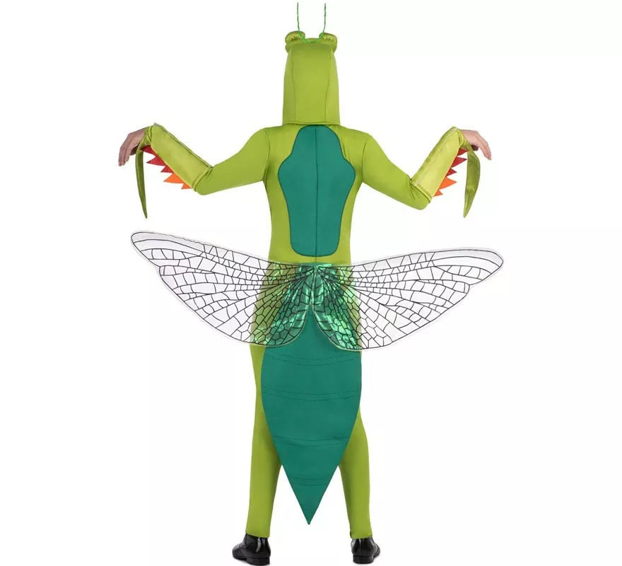 Disfraz de Mantis verde con capucha y alas para adulto