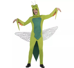 Adult Green Mantis Costume with Hood and Wings