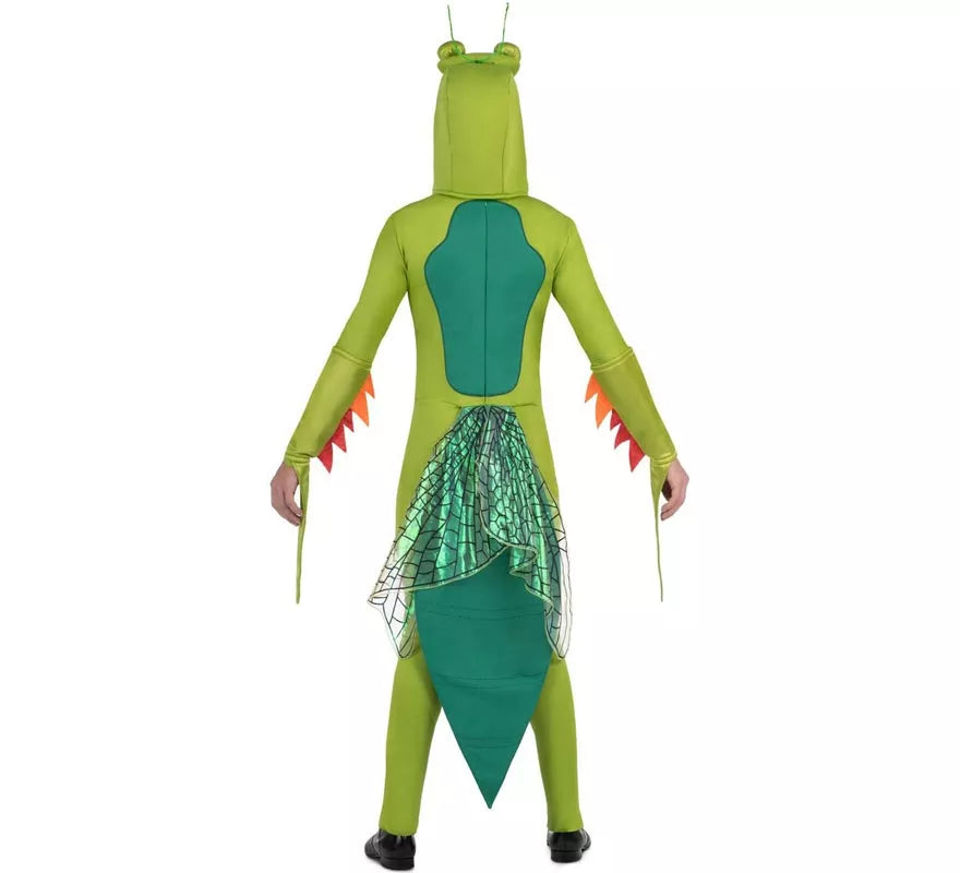 Disfraz de Mantis verde con capucha y alas para adulto