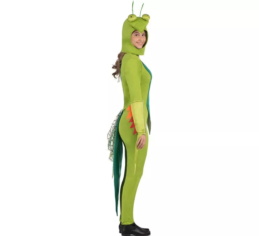 Disfraz de Mantis verde con capucha y alas para adulto