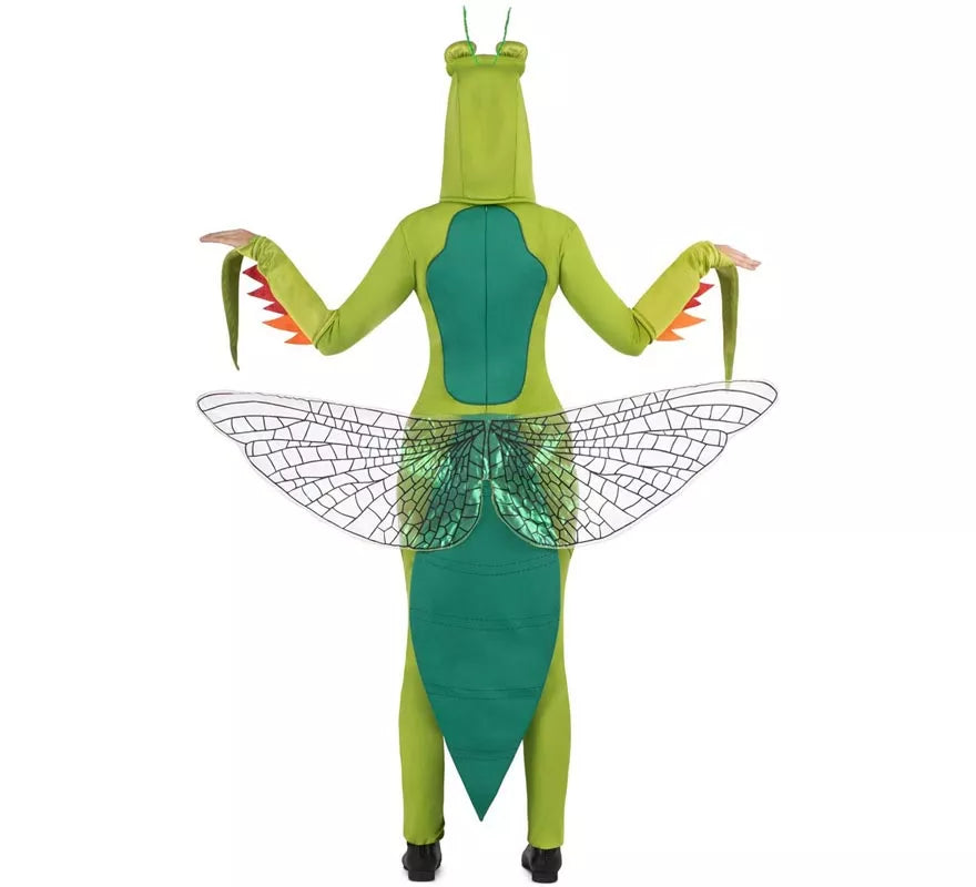 Disfraz de Mantis verde con capucha y alas para adulto