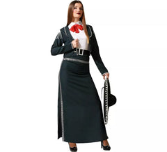 Mariachi Costume Black Skirt with Belt for Women
