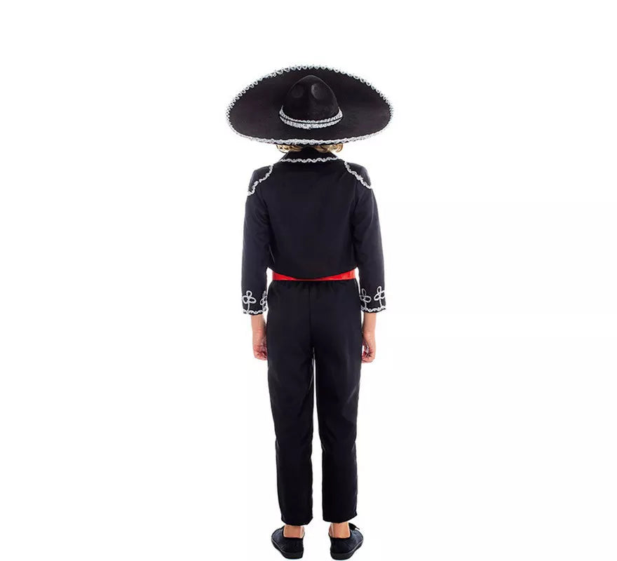 Disfraz de Mariachi Mexicano Negro y Rojo para niño