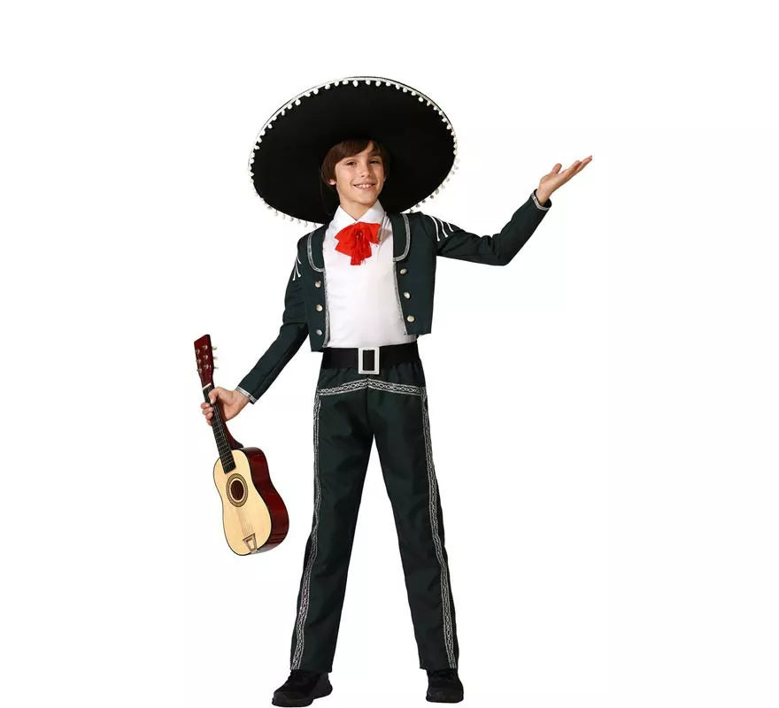 Translation missing: en.Disfraz de Mariachi negro con cinturón para niño
