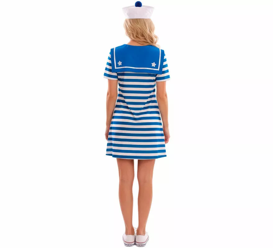 Disfraz de Marinera azul a rayas para mujer