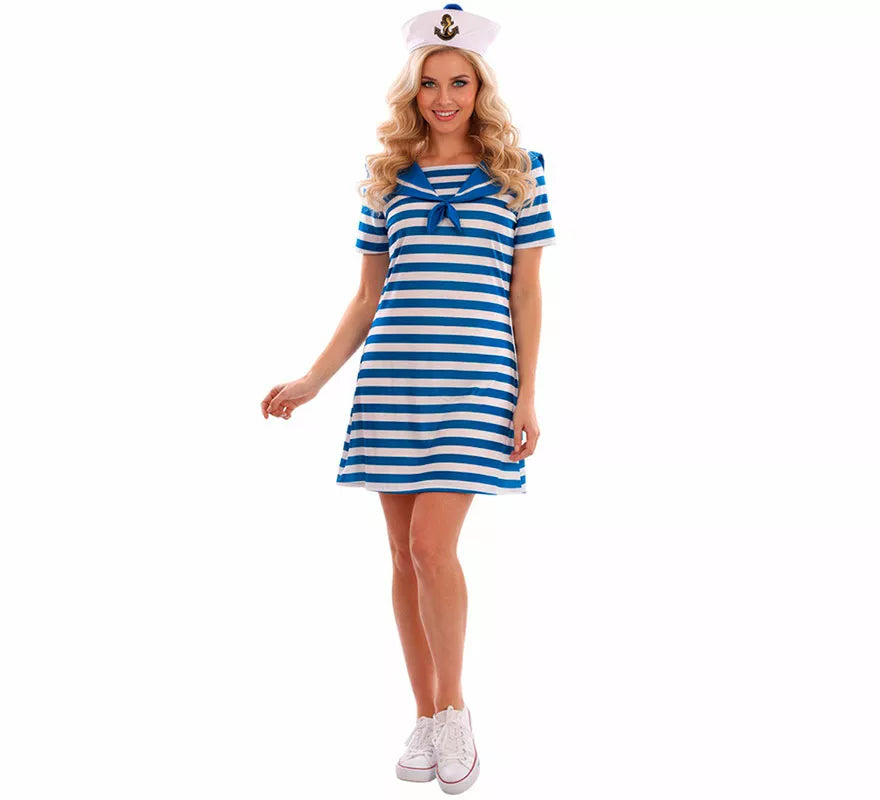 Translation missing: en.Disfraz de Marinera azul a rayas para mujer