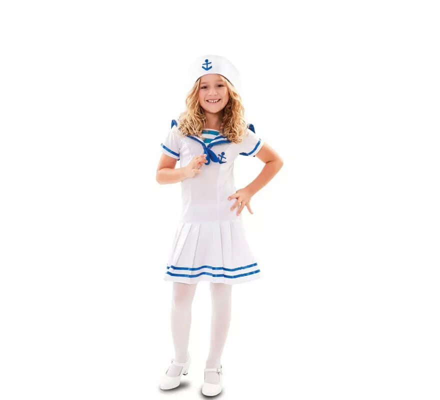 Disfraz de Marinera azul y blanco para niña