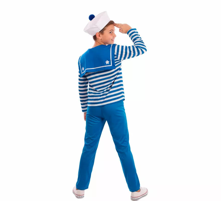 Translation missing: en.Disfraz de Marinero azul a rayas para niño
