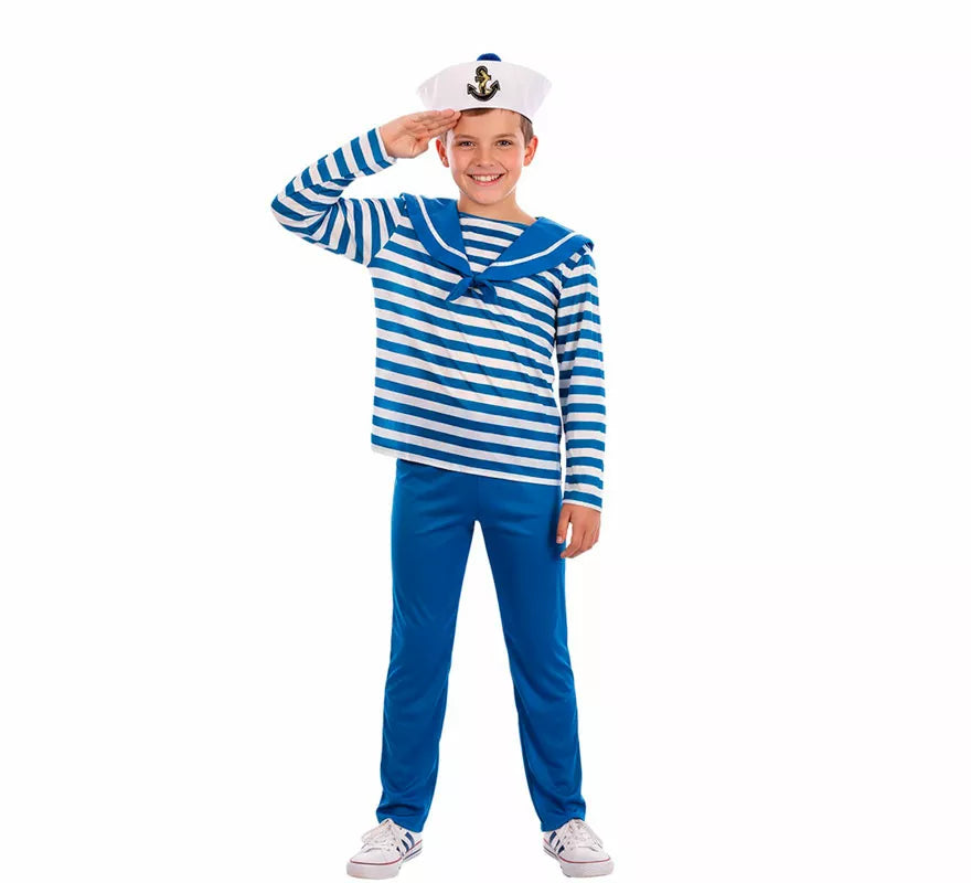 Translation missing: en.Disfraz de Marinero azul a rayas para niño