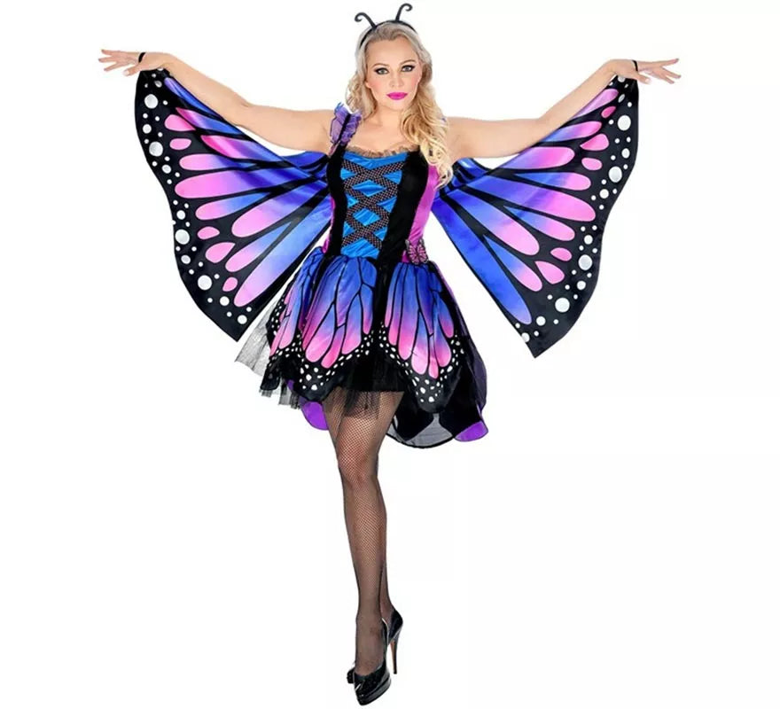 Disfraz de Mariposa azul con Alas para mujer