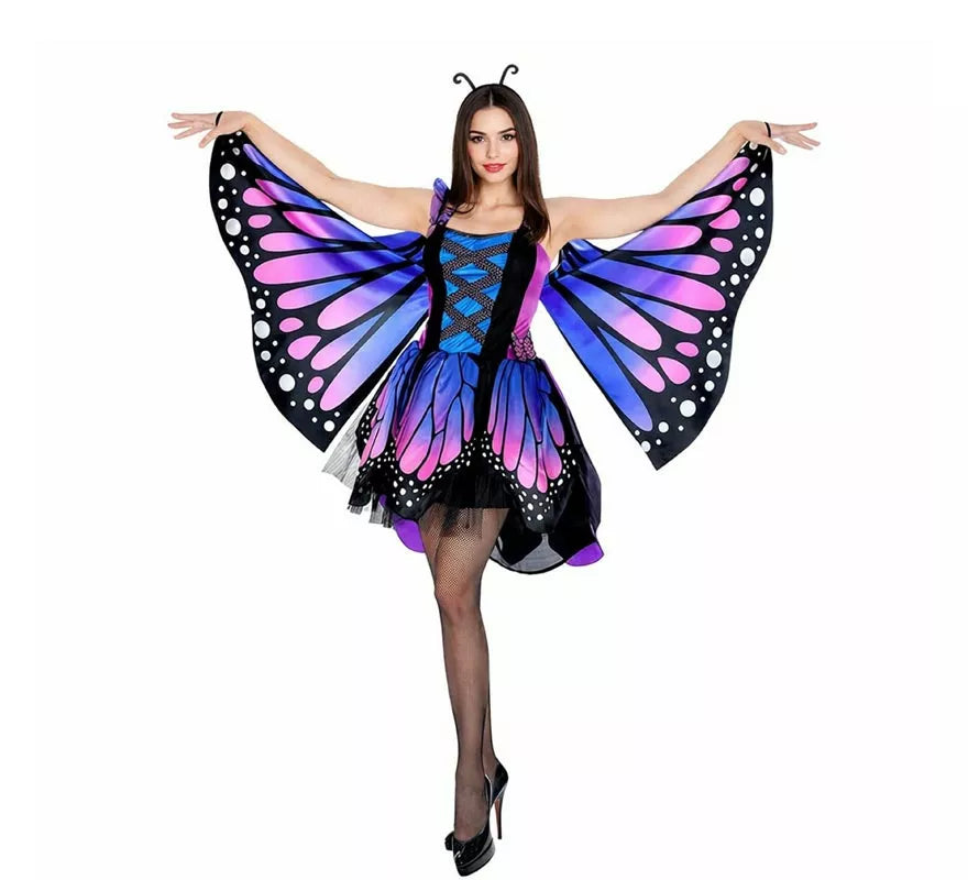 Disfraz de Mariposa azul con Alas para mujer