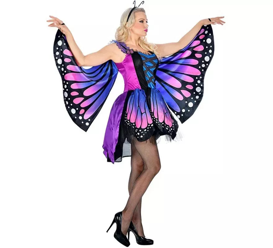 Disfraz de Mariposa azul con Alas para mujer