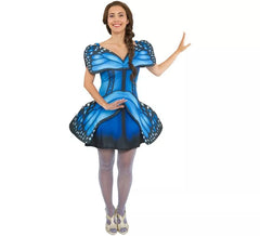 Women's Flared Blue and Black Butterfly Costume