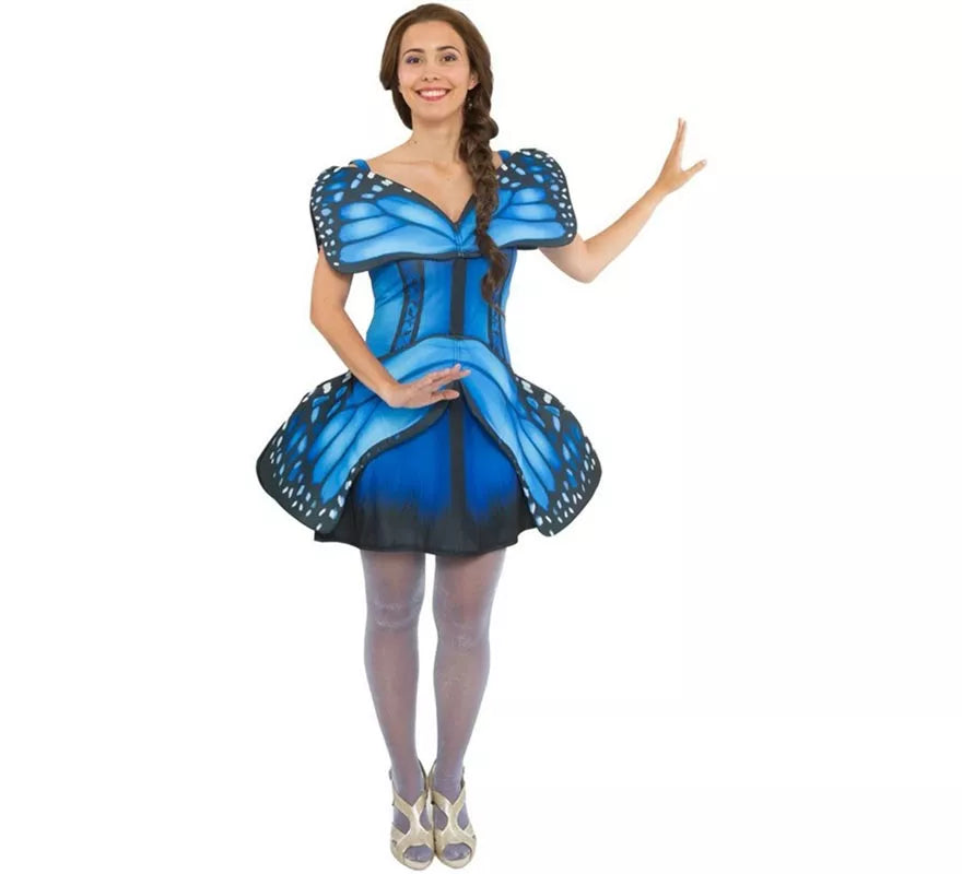 Translation missing: en.Disfraz de Mariposa azul y negro acampanado para mujer