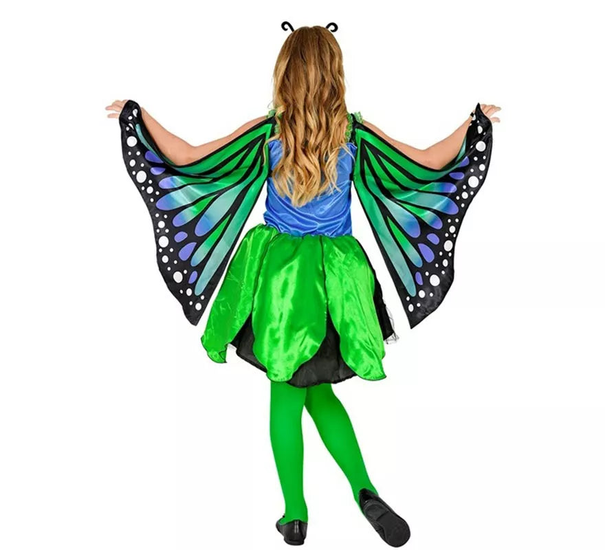 Disfraz de Mariposa verde con Alas para niña