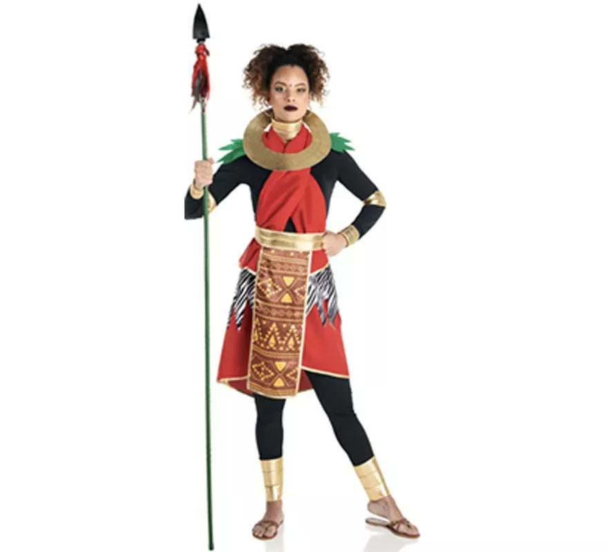 Disfraz de Masai Africana rojo elegante para mujer