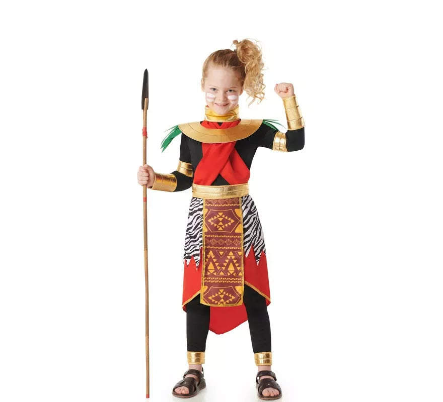 Disfraz de Masai Africano rojo elegante para niños