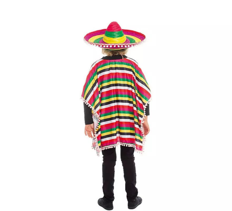 Disfraz de Mejicano poncho multicolor para niño