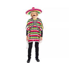 Multicolored poncho Mexican costume for children