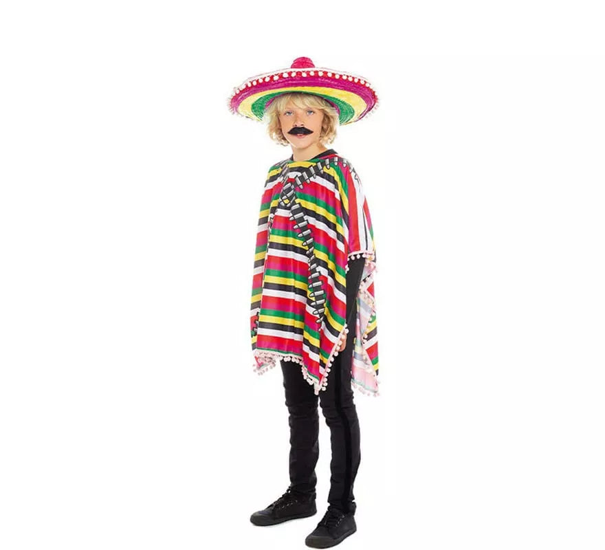 Translation missing: en.Disfraz de Mejicano poncho multicolor para niño