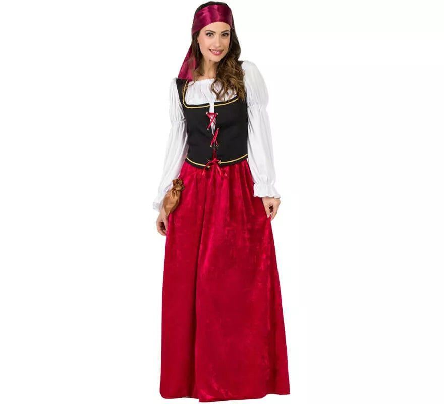 Translation missing: en.Disfraz de Mesonera Medieval Granate para mujer