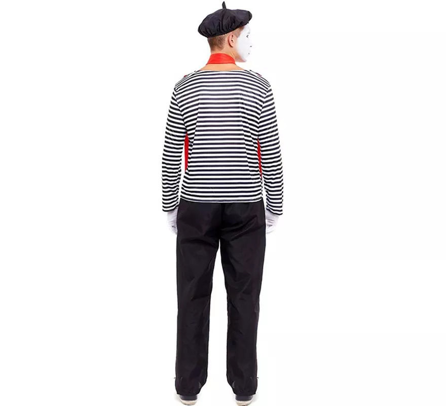 Disfraz de Mimo a rayas para hombre
