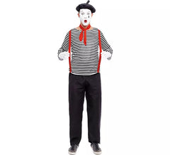 Men's Striped Mime Costume
