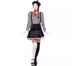 Women's Striped Mime Costume