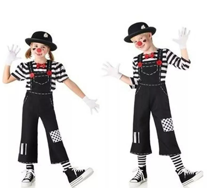 Disfraz de Mimo divertido a rayas para niños