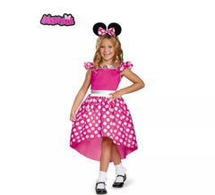 Costume rosa Minnie Mouse classico a pois per bambina