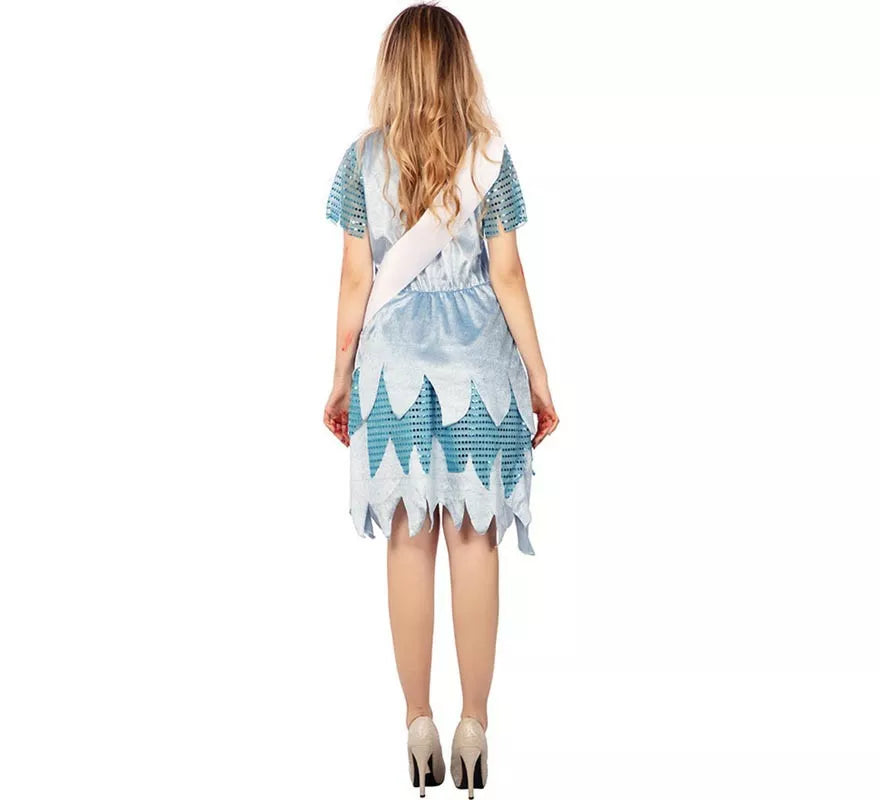 Disfraz de Miss Zombie vestido azul para mujer