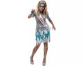 Disfraz de Miss Zombie vestido azul para mujer