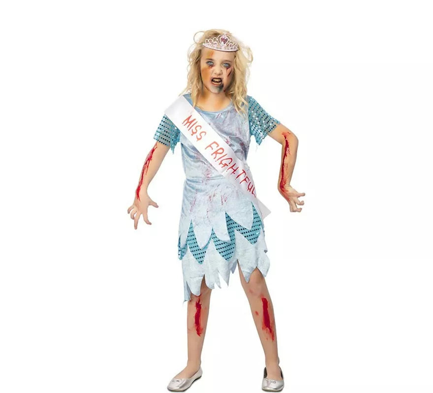 Translation missing: en.Disfraz de Miss Zombie vestido azul para niña