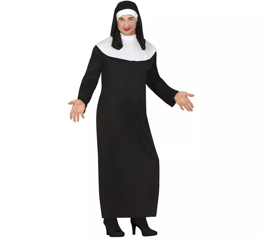 Disfraz de Monja con cofia para hombre