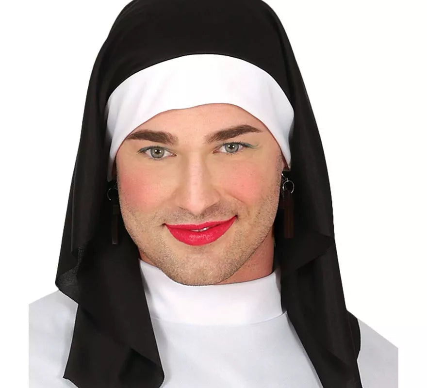 Disfraz de Monja con cofia para hombre
