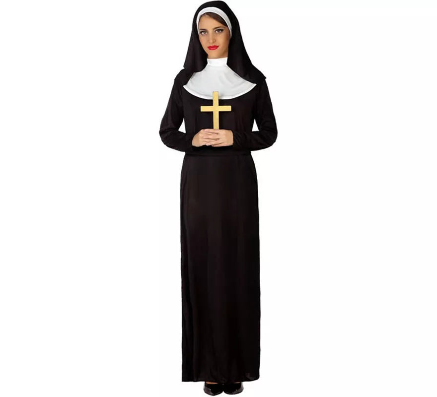 Disfraz de Monja negro para mujer