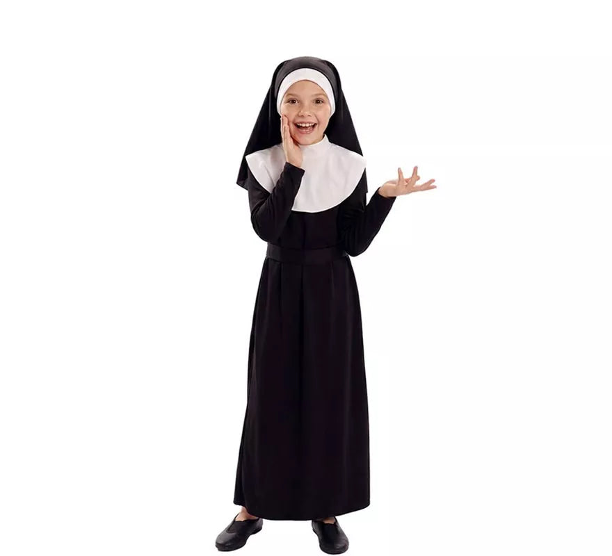 Disfraz de Monja negro para niña