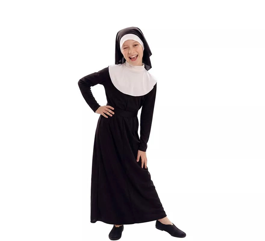 Disfraz de Monja negro para niña