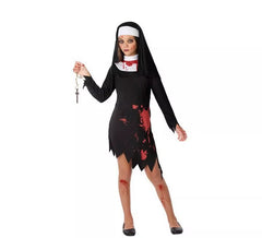 Black Bloody Nun Costume for Girls