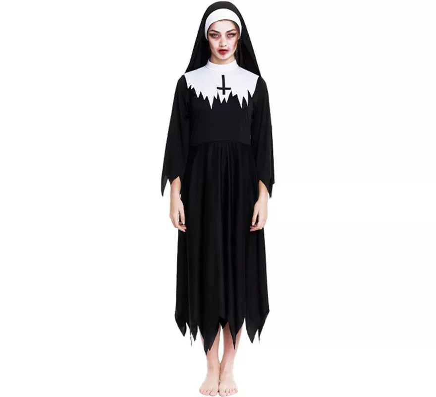 Disfraz de Monja Zombie túnica con picos para mujer