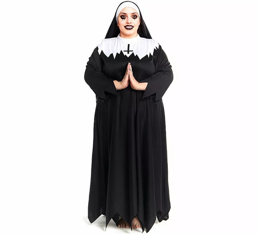 Disfraz de Monja Zombie túnica con picos para mujer