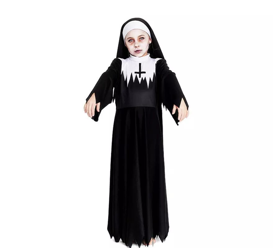 Disfraz de Monja Zombie túnica con picos para niña