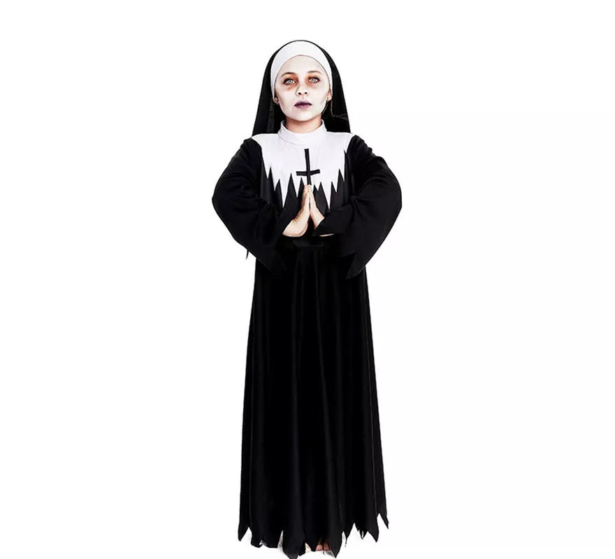 Disfraz de Monja Zombie túnica con picos para niña