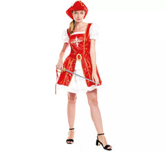 Red Musketeer Costume in Dress for Women