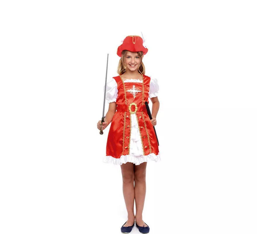 Translation missing: en.Disfraz de Mosquetera Roja en Vestido para niña