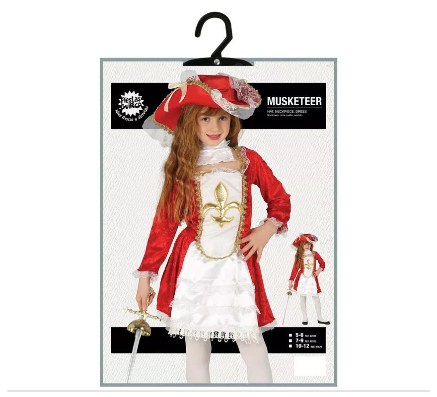 Translation missing: en.Disfraz de Mosquetera roja Flor de Lis para niña