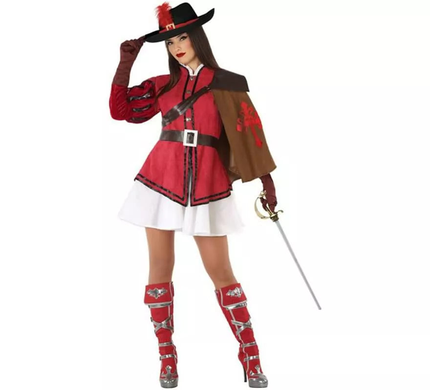 Disfraz de Mosquetera Roja para mujer